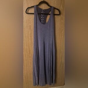 Maeve by Anthropologie Dark Lavender Lace-Up Back Maxi Dress - Size Med